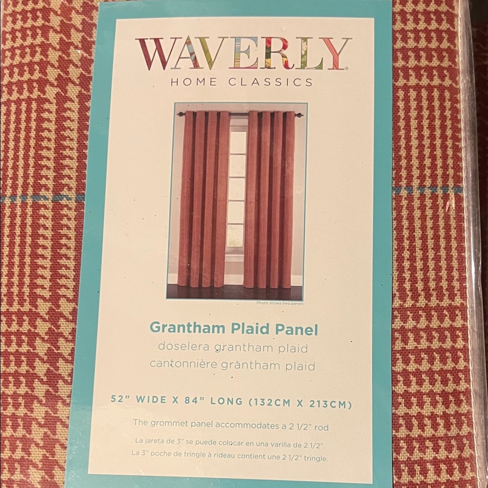 Waverly Grantham Plaid Curtains - Rich Red 4 Packs NEW